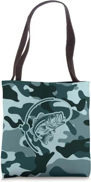 Bold Camouflage for Anglers and River Fishermen Camo Fishing Tote Bag