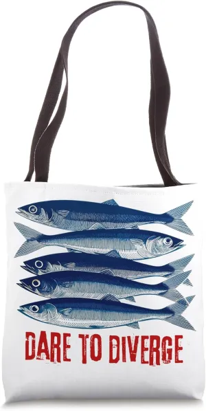 Bold Fish Sardines Art Rebel Linocut Graphic Design Tote Bag