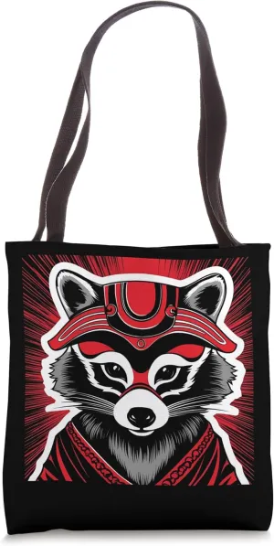 Bold Japanese Masked Raccoon - Japanese Kabuki Raccoon Tote Bag