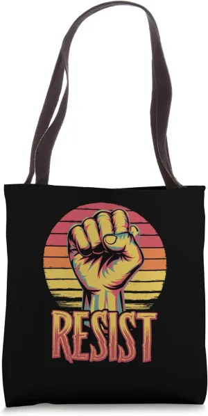 Bold Resist Quote with Raised Fist Design Tote Bag