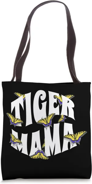 Bold Tiger Mama Butterfly Graphic Tee Tote Bag