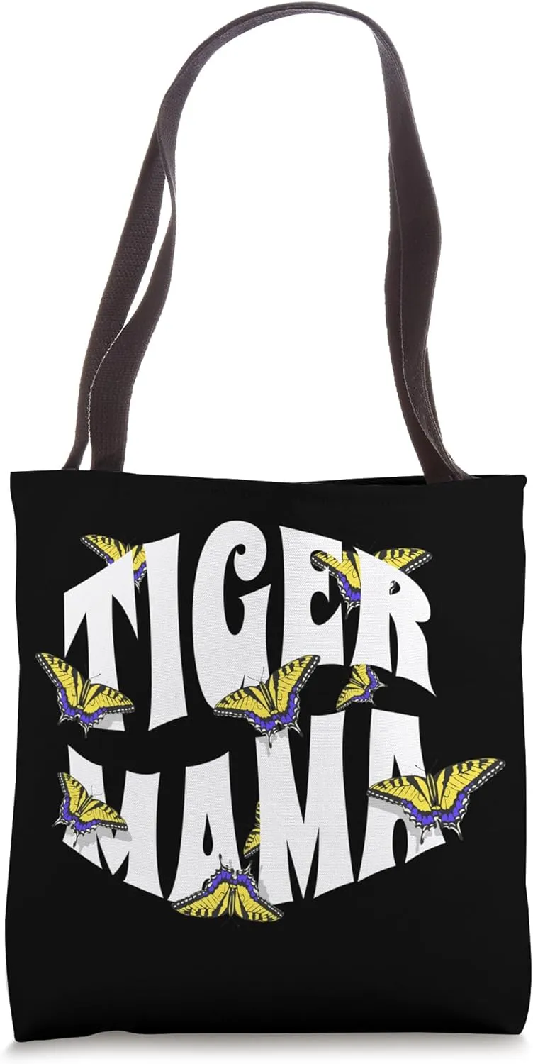 Bold Tiger Mama Butterfly Graphic Tee Tote Bag