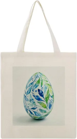 Canvas Tote Bag,Bold Blues And Greens Easter Egg Handbags for Women Shoulder Bag