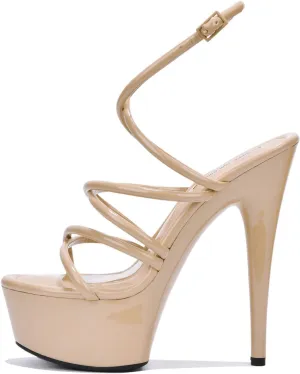 Cape Robbin Women's Platform Stiletto Heels - Strappy Sandals with Round Toe (Lili)