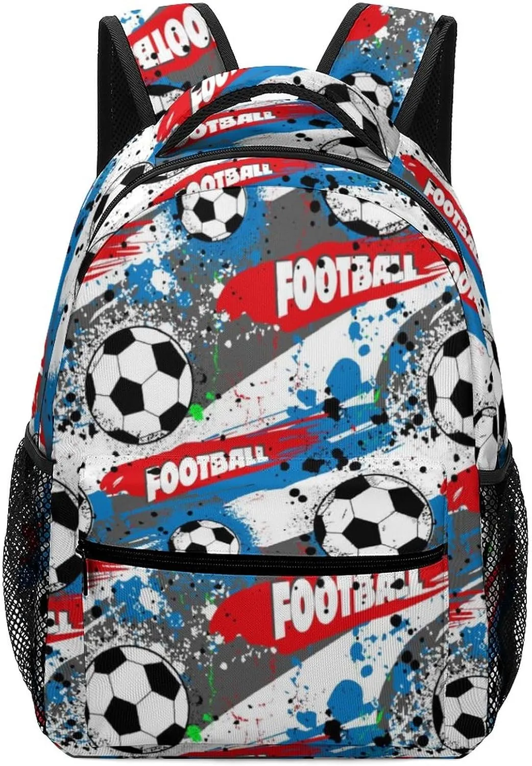 Cartoon Soccer Ball Backpack Football Large Casual Daypack with Chest Strap,Lightweight Computer Bags for Women Men Hiking Travel Work and Business 16 Inch