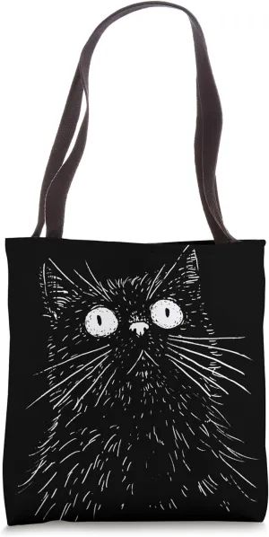 Cat Stares Intensely At Nothing Illustration Tote Bag
