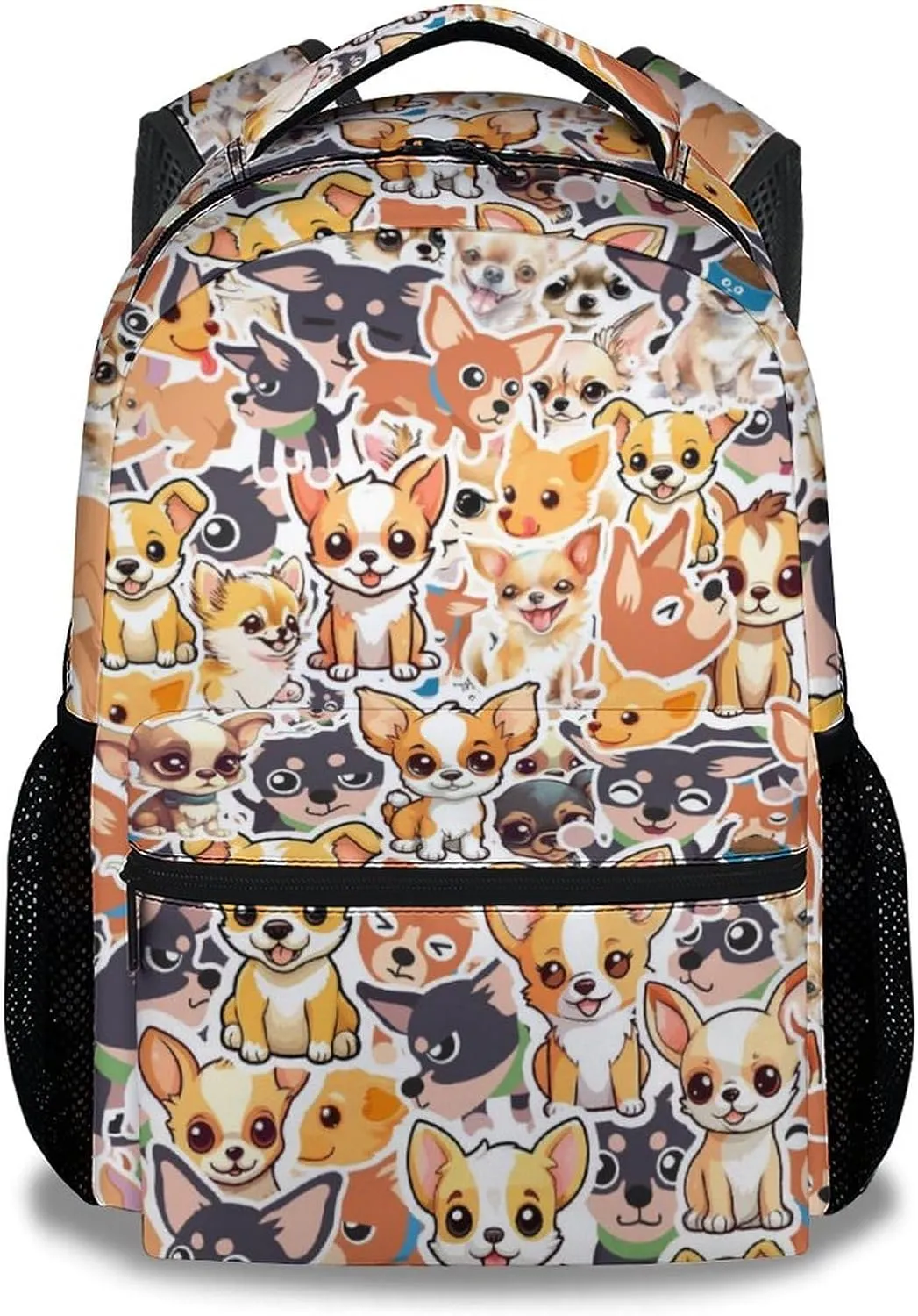 Chihuahua Dog Backpacks Kids, 16 Inch Cute Backpack for School, Yellow Lightweight Bookbag for Girls