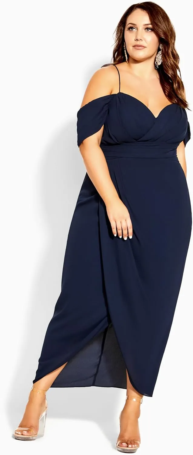 City Chic Women's Plus Size Maxi Dress - Entwine Tulip Drape