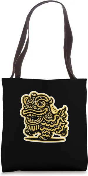 Classic Colored Yellow Lion Dance Tote Bag