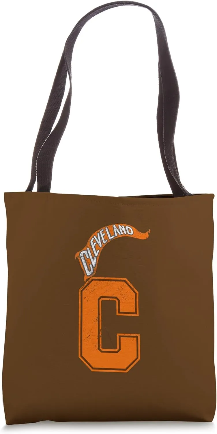 Cleveland Flag With Bold Letter C Vintage Classic Athletic Tote Bag