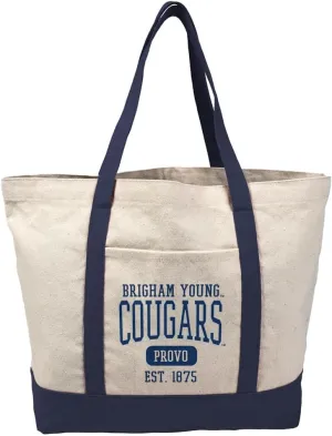 Collegiate Established Date Canvas Tote Bag With External Pocket, Reusable Shoulder Bag for Shopping, Beach