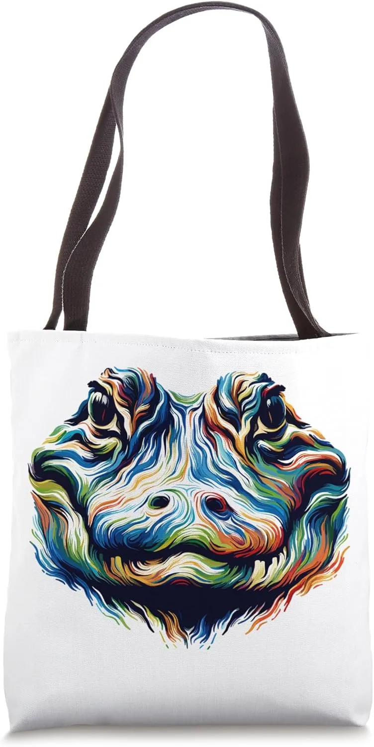 Colorful Impressionism Style Animal Lover Alligator Face Tote Bag