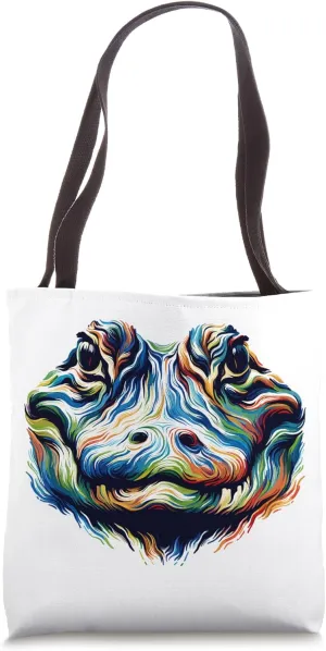 Colorful Impressionism Style Animal Lover Alligator Face Tote Bag