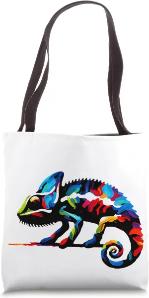Colorful Impressionism Style Animal Lover Chameleon Tote Bag