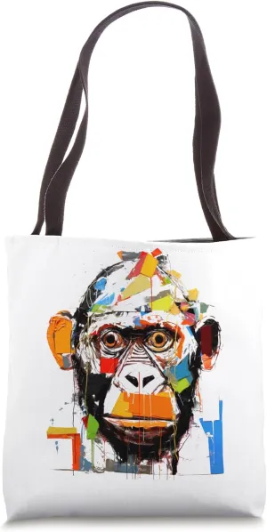 Colorful Primate Face Vibrant Abstract Art Tote Bag