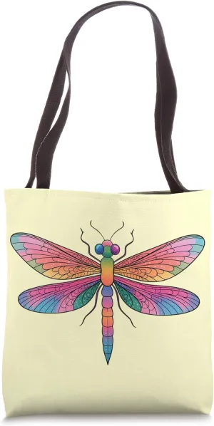 Colorful Symmetrical Dragonfly with Intricate Wings Tote Bag
