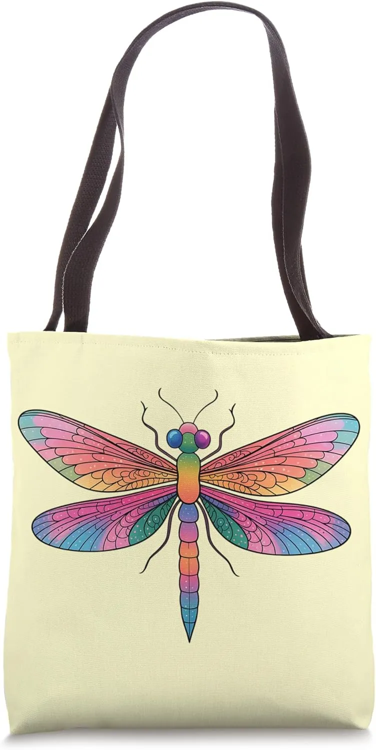 Colorful Symmetrical Dragonfly with Intricate Wings Tote Bag