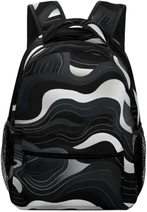Contour Topography Map Pattern Laptop Backpack Cute Shoulder Bag Casual Daypack for School Travel Camping