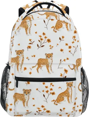 Cool Backpacks for Teacher Nurse Waterproof School Book Bag with Chest Strap Gift Men & Women Cartoon Sweet Leopard White