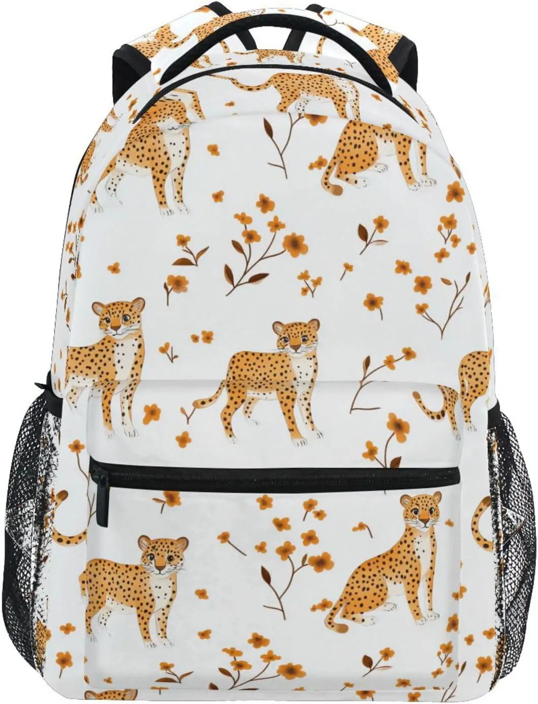 Cool Backpacks for Teacher Nurse Waterproof School Book Bag with Chest Strap Gift Men & Women Cartoon Sweet Leopard White