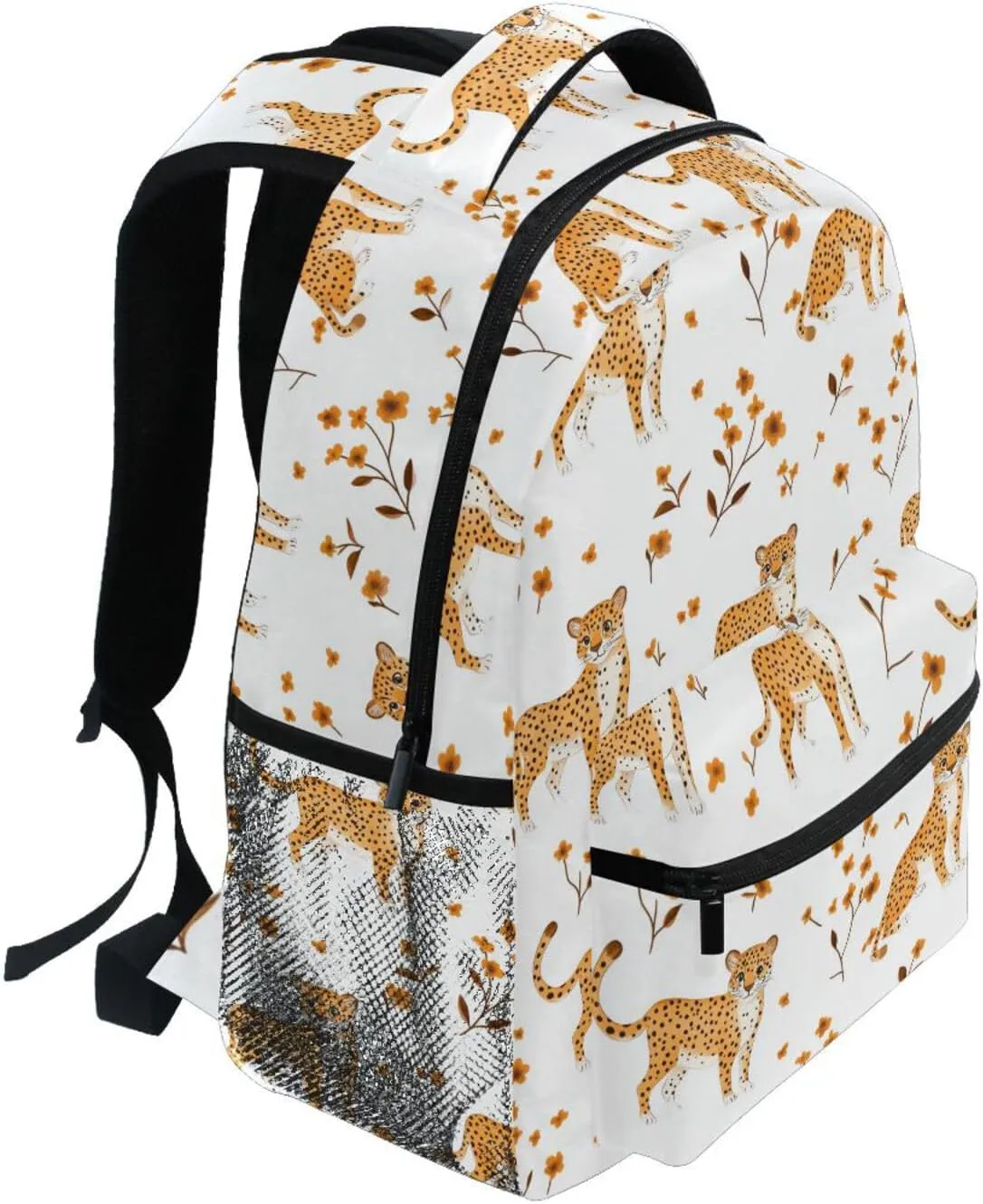 Cool Backpacks for Teacher Nurse Waterproof School Book Bag with Chest Strap Gift Men & Women Cartoon Sweet Leopard White