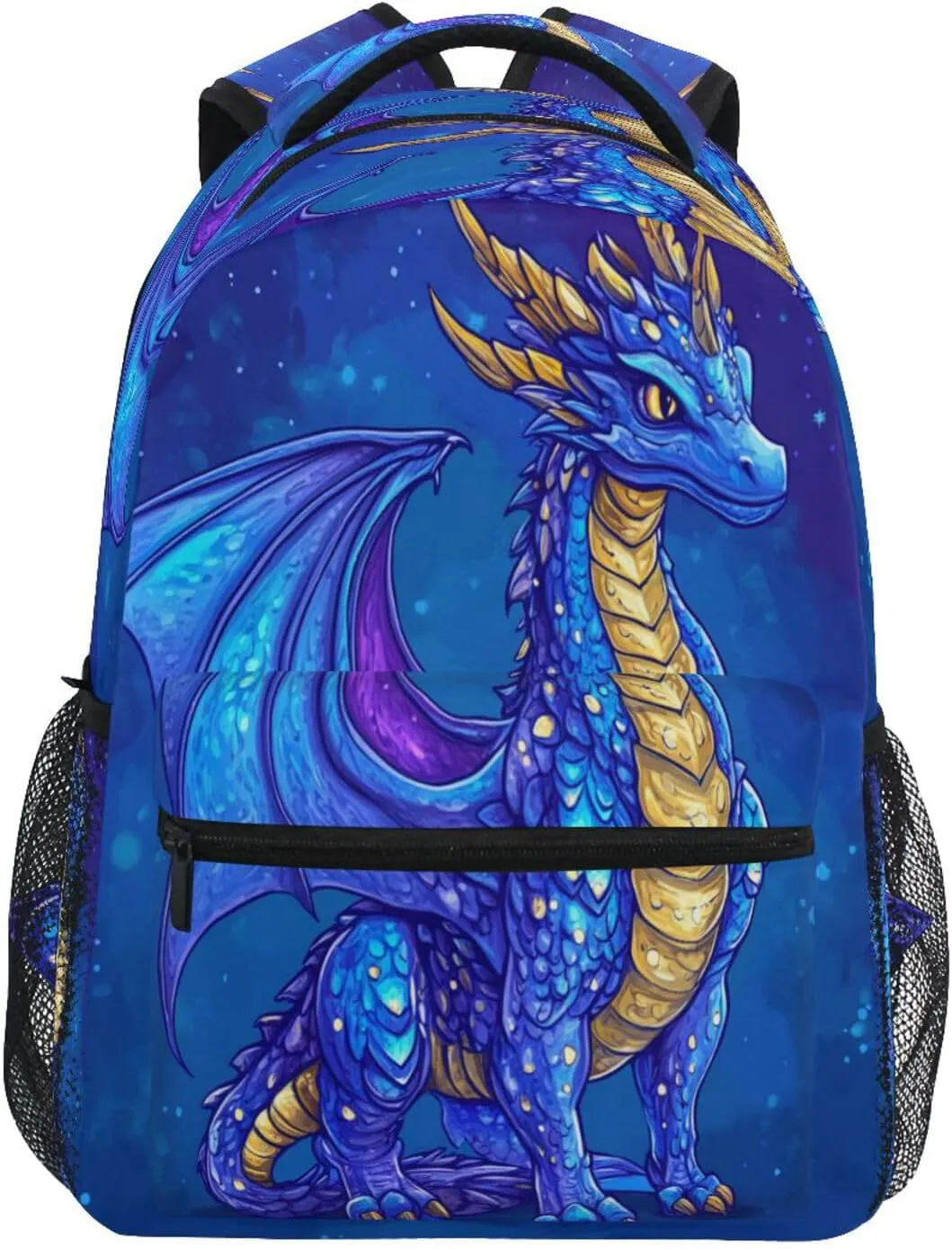 Cool Backpacks for Teens Boys Girls Waterproof Diaper Bag Backpack with Chest Strap for Business Work College Travel Trip Cartoon Dragon Royal Blue