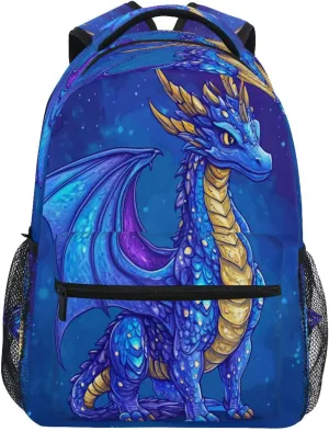 Cool Backpacks for Teens Boys Girls Waterproof Diaper Bag Backpack with Chest Strap for Business Work College Travel Trip Cartoon Dragon Royal Blue