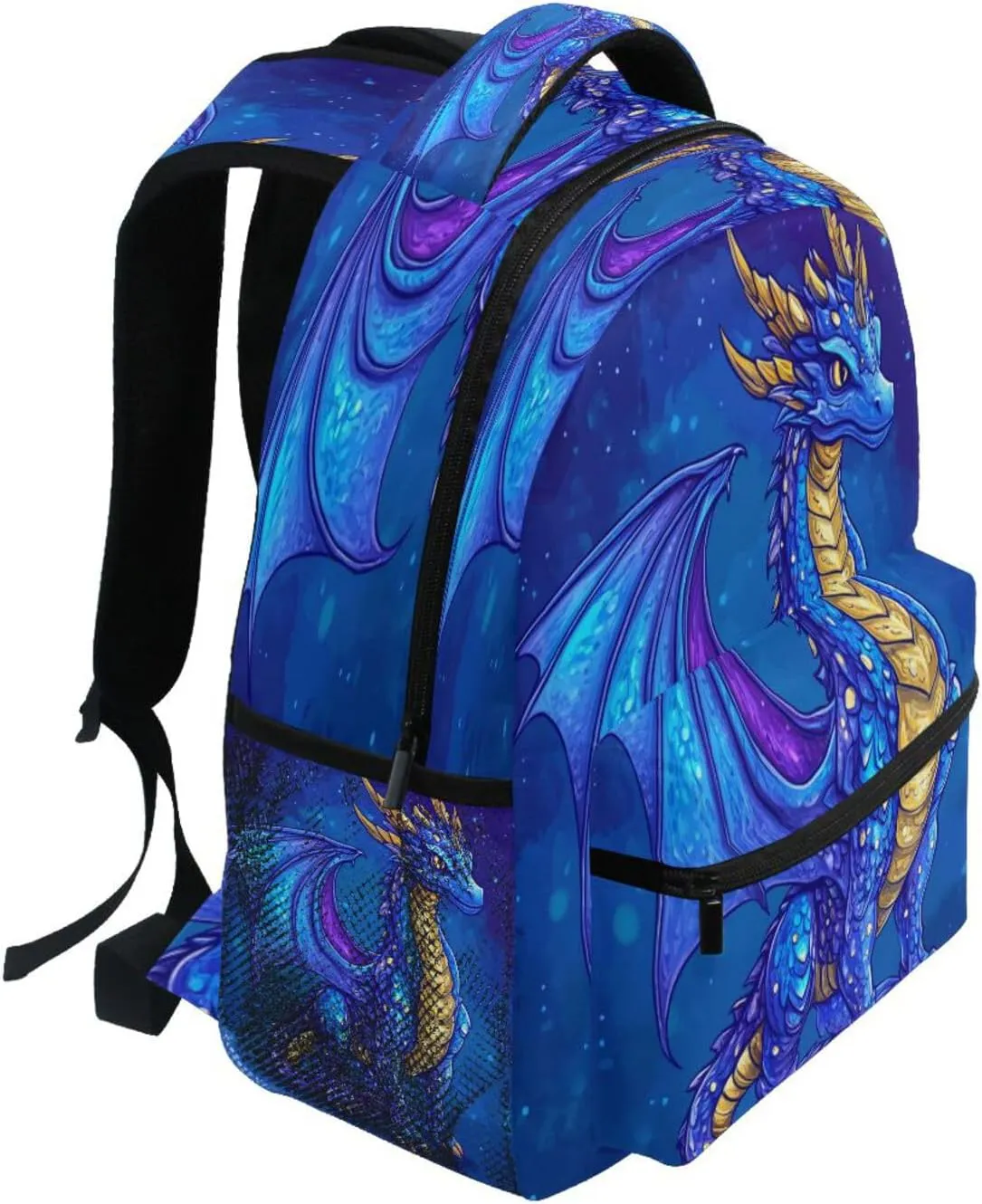 Cool Backpacks for Teens Boys Girls Waterproof Diaper Bag Backpack with Chest Strap for Business Work College Travel Trip Cartoon Dragon Royal Blue