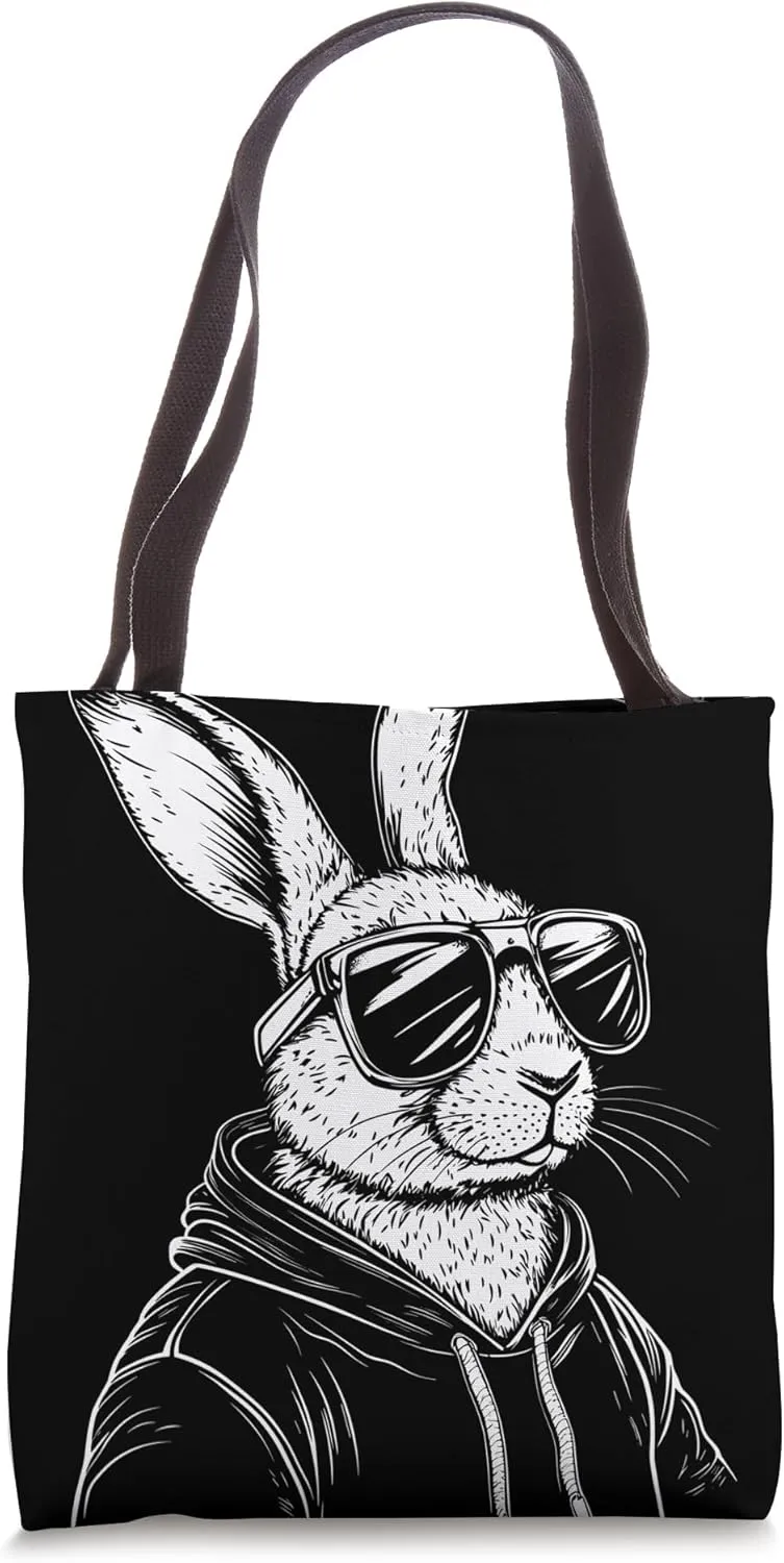 Cool Rabbit Sunglasses Hoodie Animal Lovers Tote Bag
