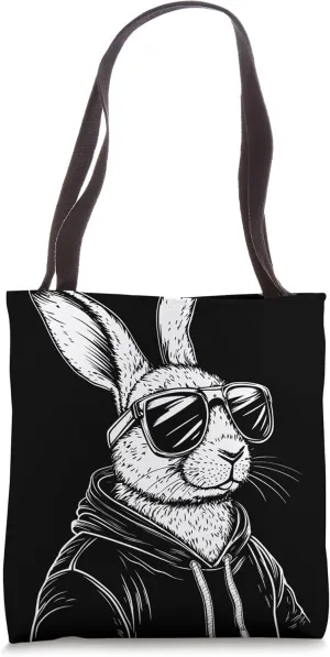 Cool Rabbit Sunglasses Hoodie Animal Lovers Tote Bag