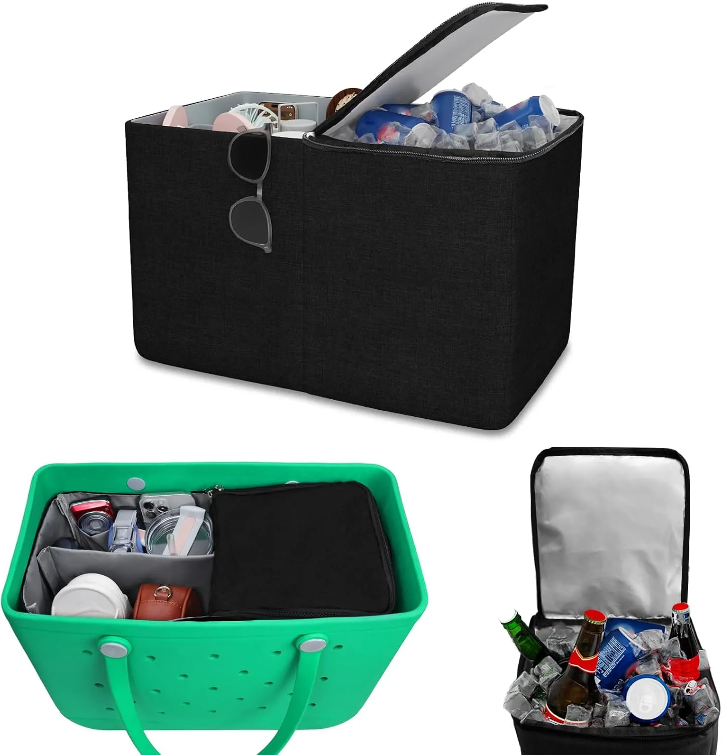 Cooler Organizer for Bogg Bag Accessories for Bogg Bags X Large Original Polyester Ice Chest with Divider Tray Portable Cooler Leak-Proof with Zipper