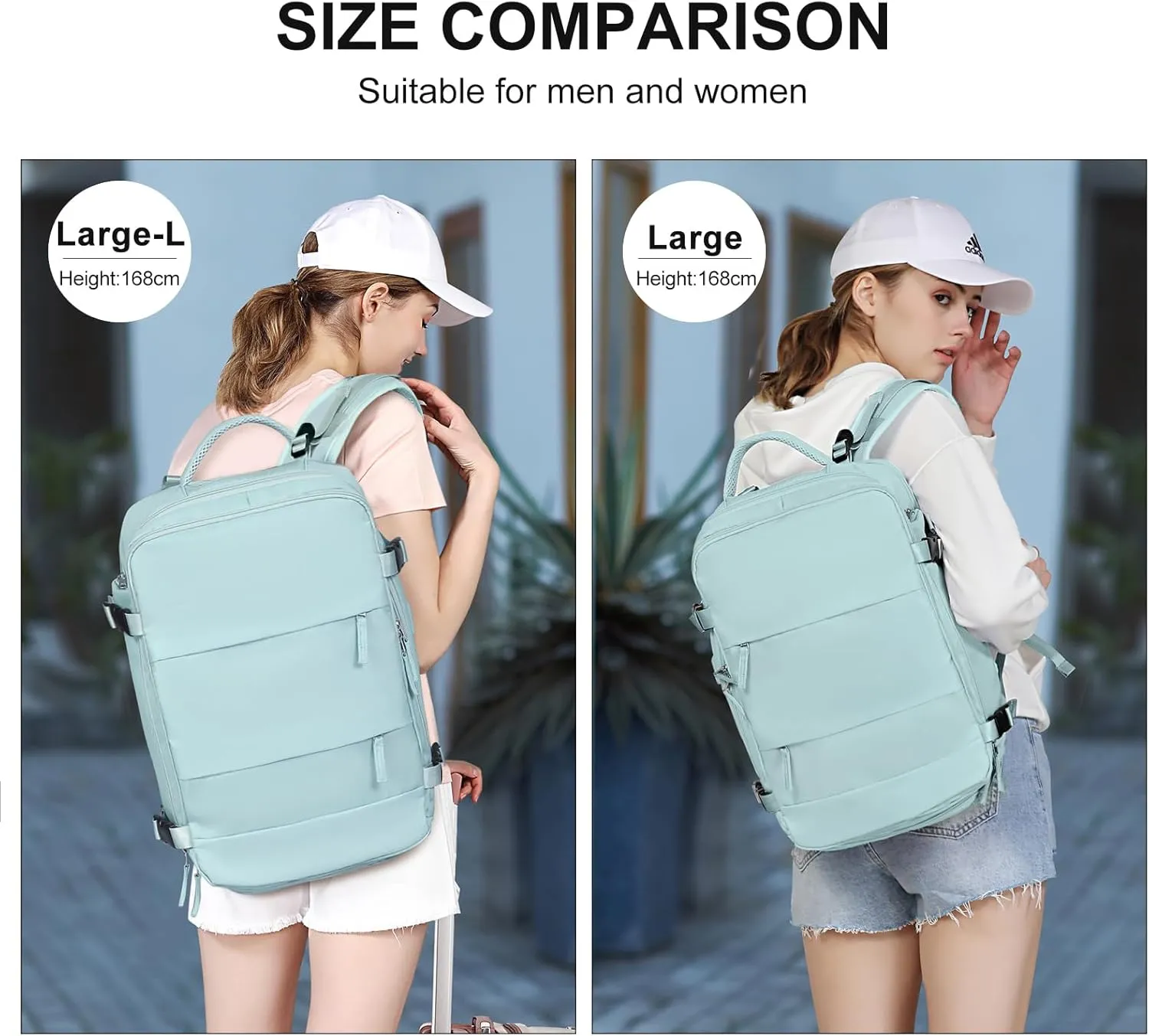 coowoz Large Travel Backpack For Women Men,Carry On Rucksack Flight Approved,Hiking Backpack Waterproof Outdoor Sports Casual Daypack Fit 15.6 Inch Laptop Compartment (Blue)