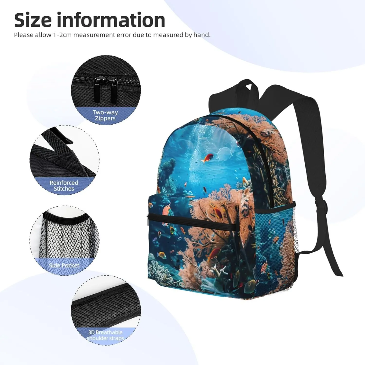 Coral Reef Fashion Backpack,Casual Daypack Backpacks For Men Women, Laptop Bag Travel Hiking Camping