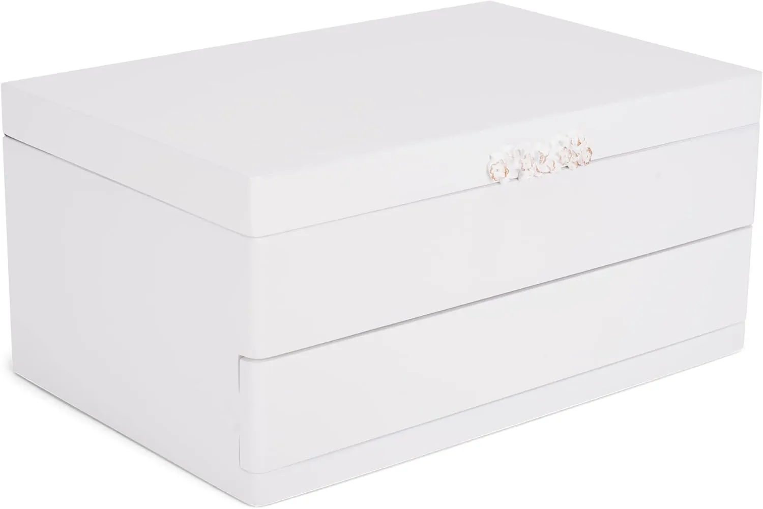 Cottage Garden Ballerina White with Gold Tone 10 inch Wood Musical Jewelry Box Plays Tune Dance of The Sugar Plum Fairy