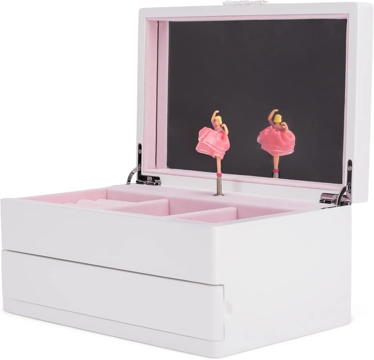 Cottage Garden Ballerina White with Gold Tone 10 inch Wood Musical Jewelry Box Plays Tune Dance of The Sugar Plum Fairy