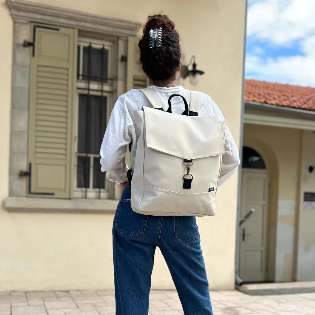 Cream Nubuck-like Large Students Backpack