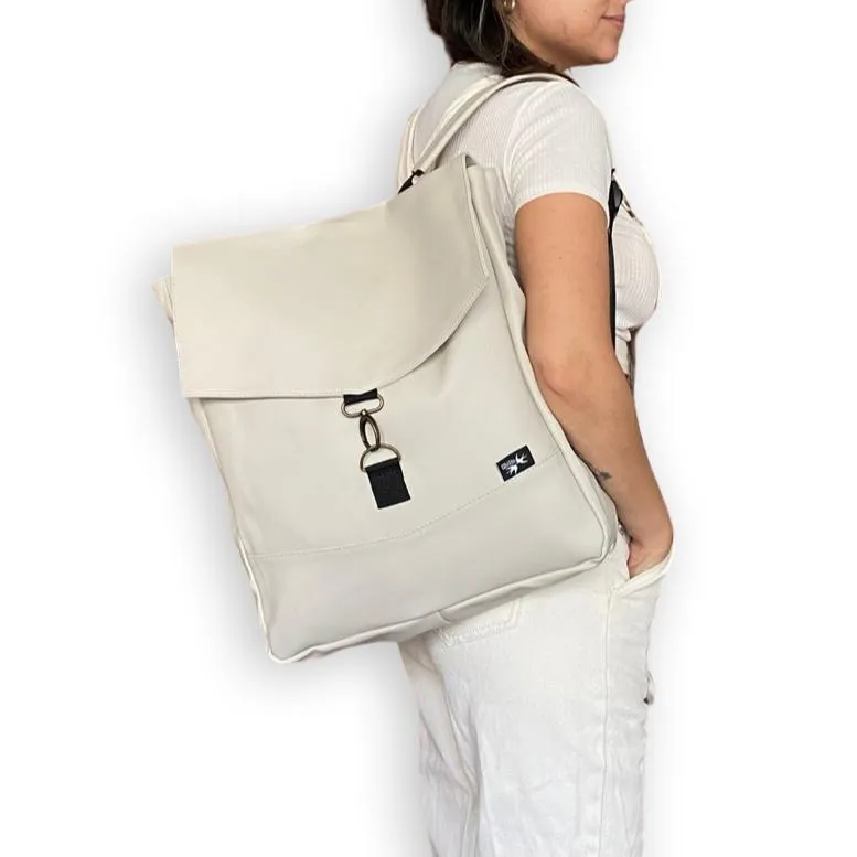 Cream Nubuck-like Large Students Backpack