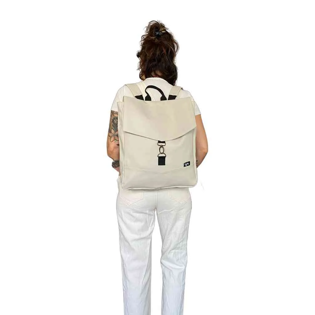 Cream Nubuck-like Large Students Backpack