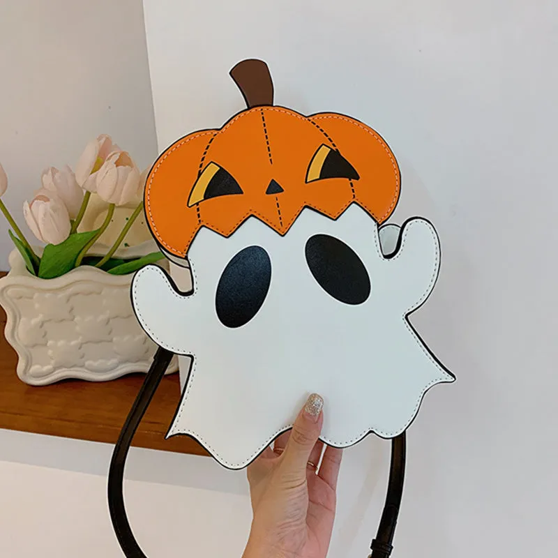 Creative 3D Cartoon Pumpkin Ghost Design Cute Halloween Women's Girls' Cell Phone Purses Novelty Personalized Candy Crossbody Shoulder Bags