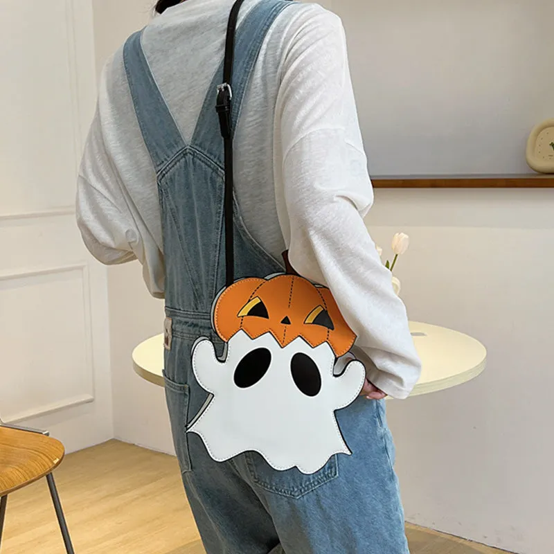 Creative 3D Cartoon Pumpkin Ghost Design Cute Halloween Women's Girls' Cell Phone Purses Novelty Personalized Candy Crossbody Shoulder Bags