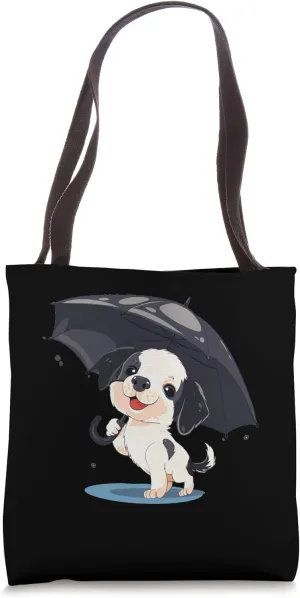 Creative Canine Beneath Umbrella for a Bold Style Tote Bag