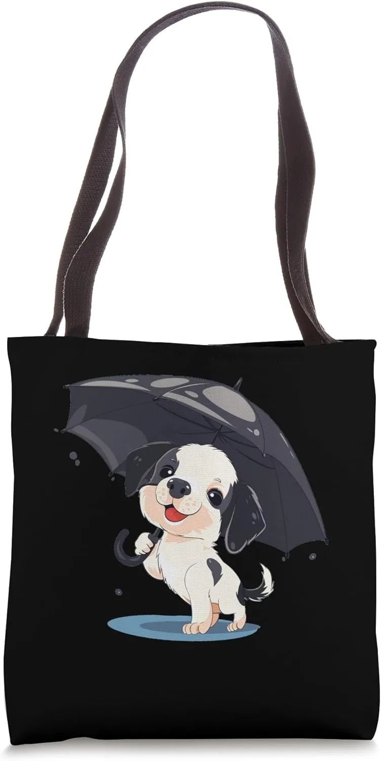 Creative Canine Beneath Umbrella for a Bold Style Tote Bag