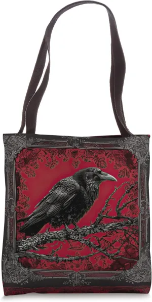Creepy Crow Wicca Ornate Victorian Gothic Occult Tote Bag