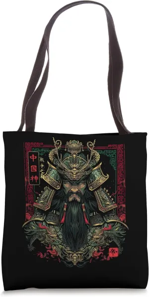 Creepy Guan Yu Military Warrior Chinese Deity Mythology Gods Tote Bag