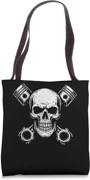 Creepy Skull Piston Car Repair Diesel Mechanic Tote Bag