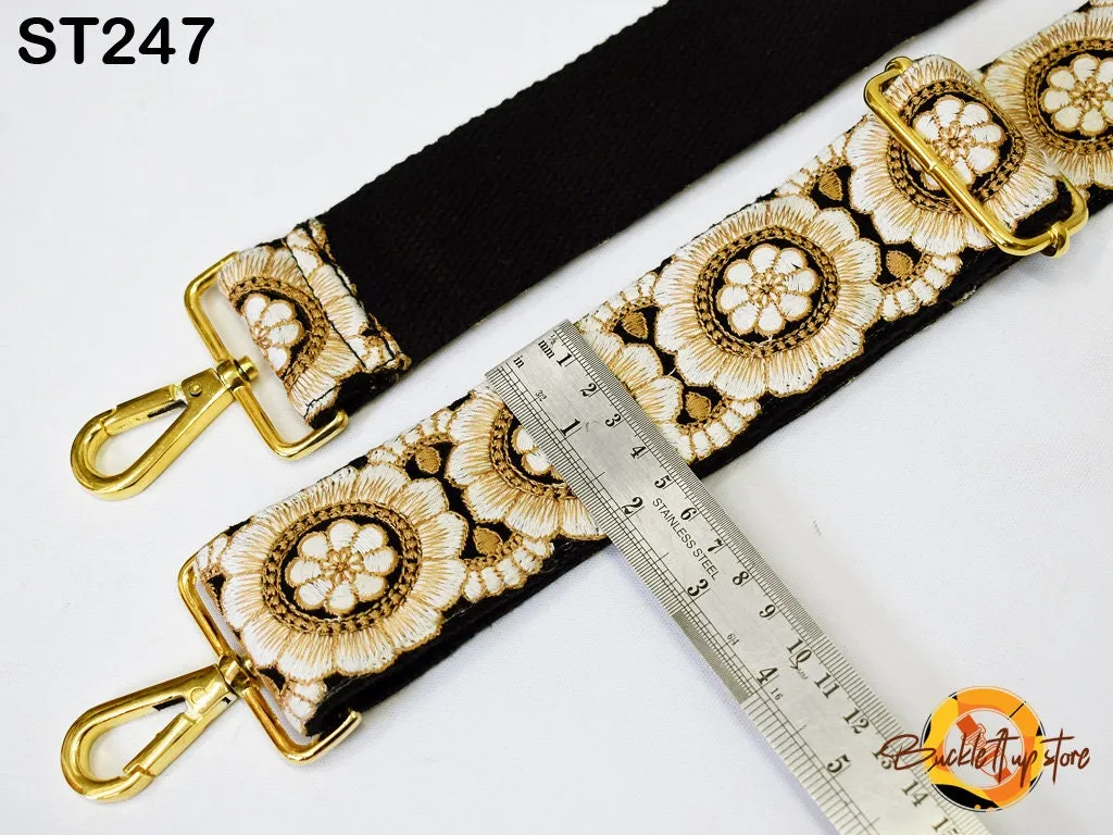 Crossbody Strap for Purses Adjustable Handbag Boho Bag Strap Embroidered Detachable Camera Strap Embroidery Replacement Guitar Strap Gift