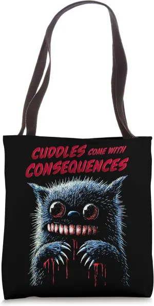 Cuddles Come With Consequences Cute Cuddle Monster Tote Bag
