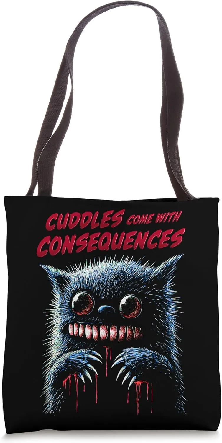 Cuddles Come With Consequences Cute Cuddle Monster Tote Bag