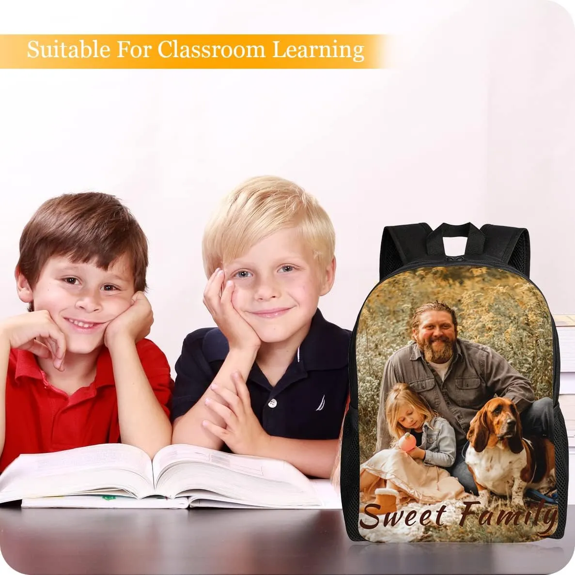 Custom Backpack Personalized Backpack with 1-9 Photo Customize Your Image Text Name Logo Waterproof Laptop Bag (1 Photo)