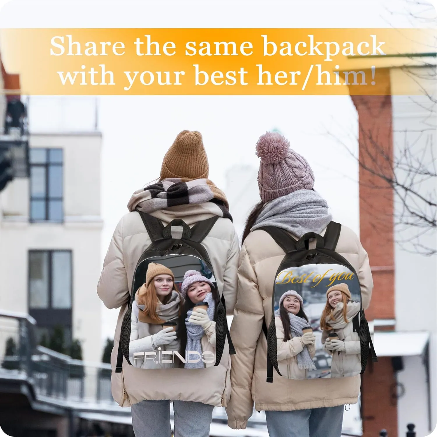Custom Backpack Personalized Backpack with 1-9 Photo Customize Your Image Text Name Logo Waterproof Laptop Bag (1 Photo)